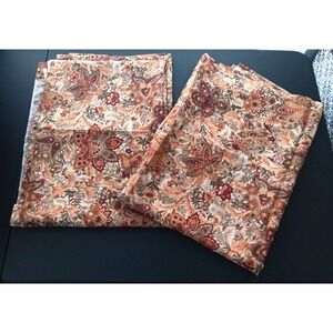 JC Penney HOME Floral Paisley Sheer Window Curtains 2 Panels 38X82 Red Beige